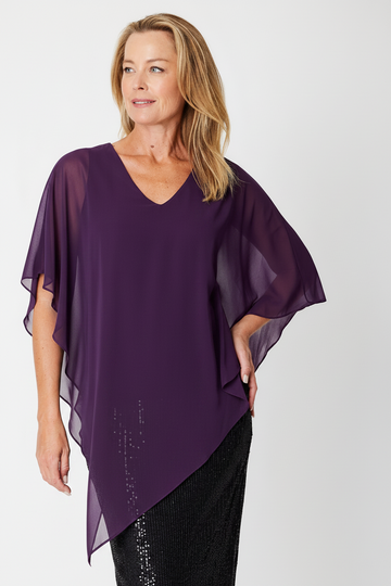 Gilliana Chiffon Top - Purple- 31585 - 
