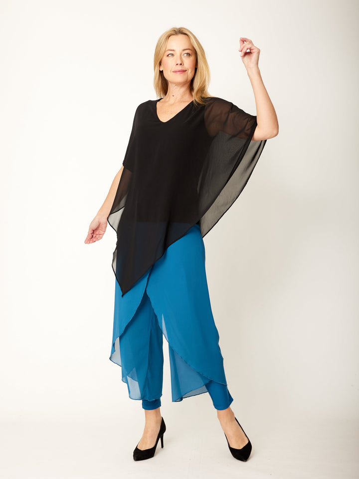 Gilliana Chiffon Overlay Pant - Petrol - 31360