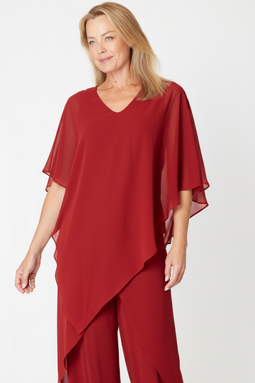 Gilliana Chiffon Top - Ruby- 31585 - 