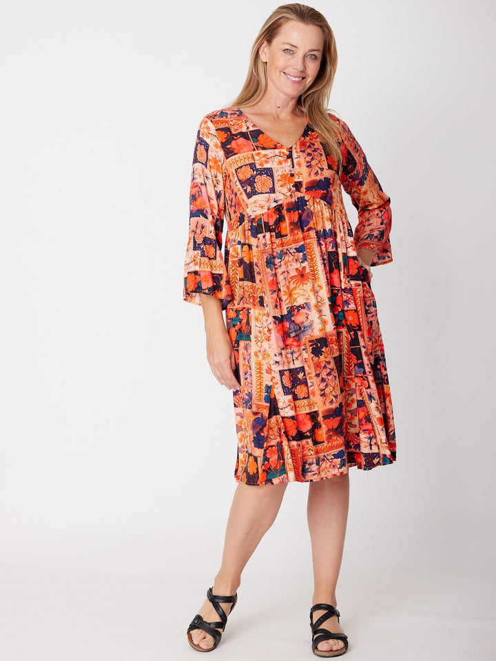 Simmy Bell Sleeve Dress - Red - 31587