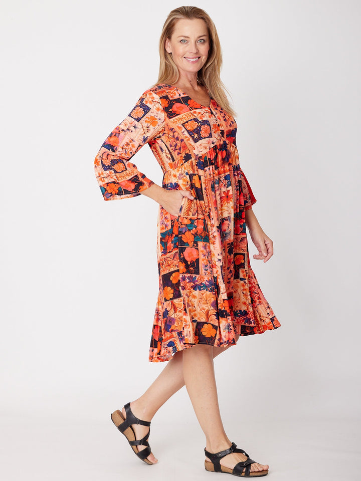 Simmy Bell Sleeve Dress - Red - 31587