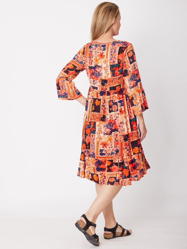 Simmy Bell Sleeve Dress - Red - 31587