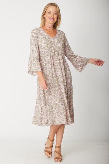 Racheal Bell Sleeve Dress - Pink - 31588 - Clothes for Senior & Elderly Women