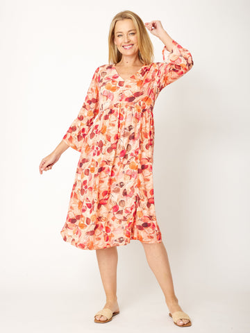 Racheal Bell Sleeve Dress - Coral - 31588 - Clothes for Senior & Elderly Women