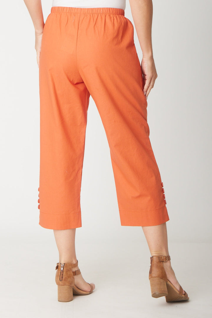 Split Leg Linen 3/4 Pant- Rust - 31594