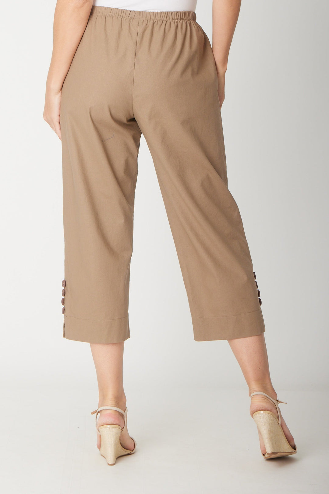 Split Leg Linen 3/4 Pant- Mocha - 31594