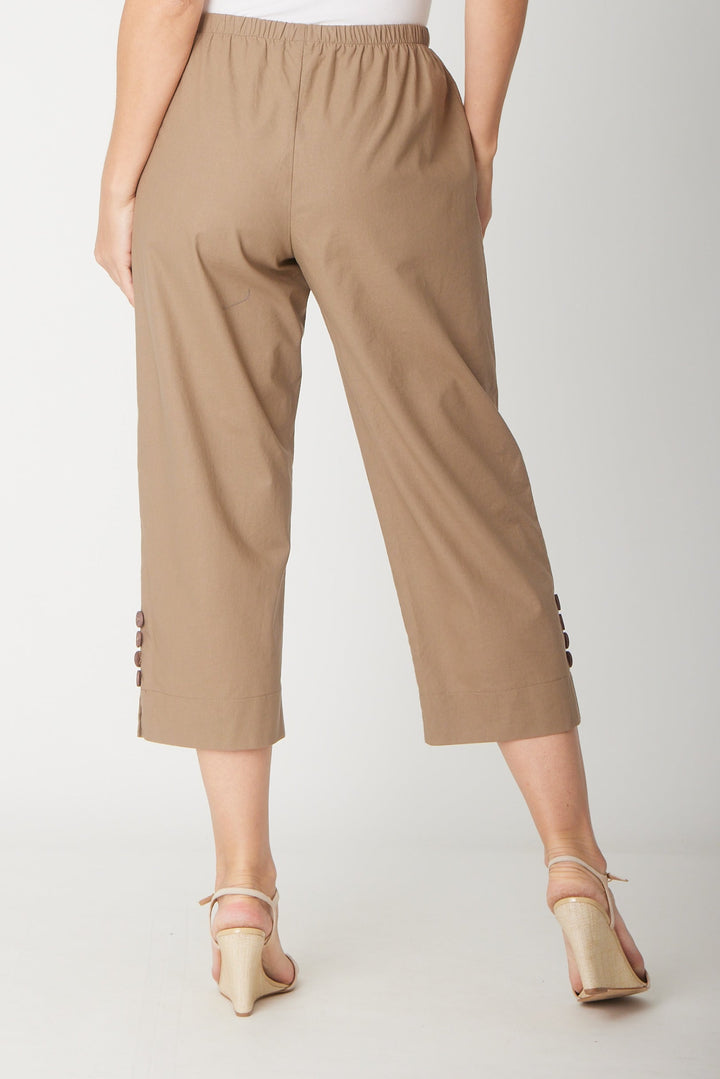 Split Leg Linen 3/4 Pant- Mocha - 31594