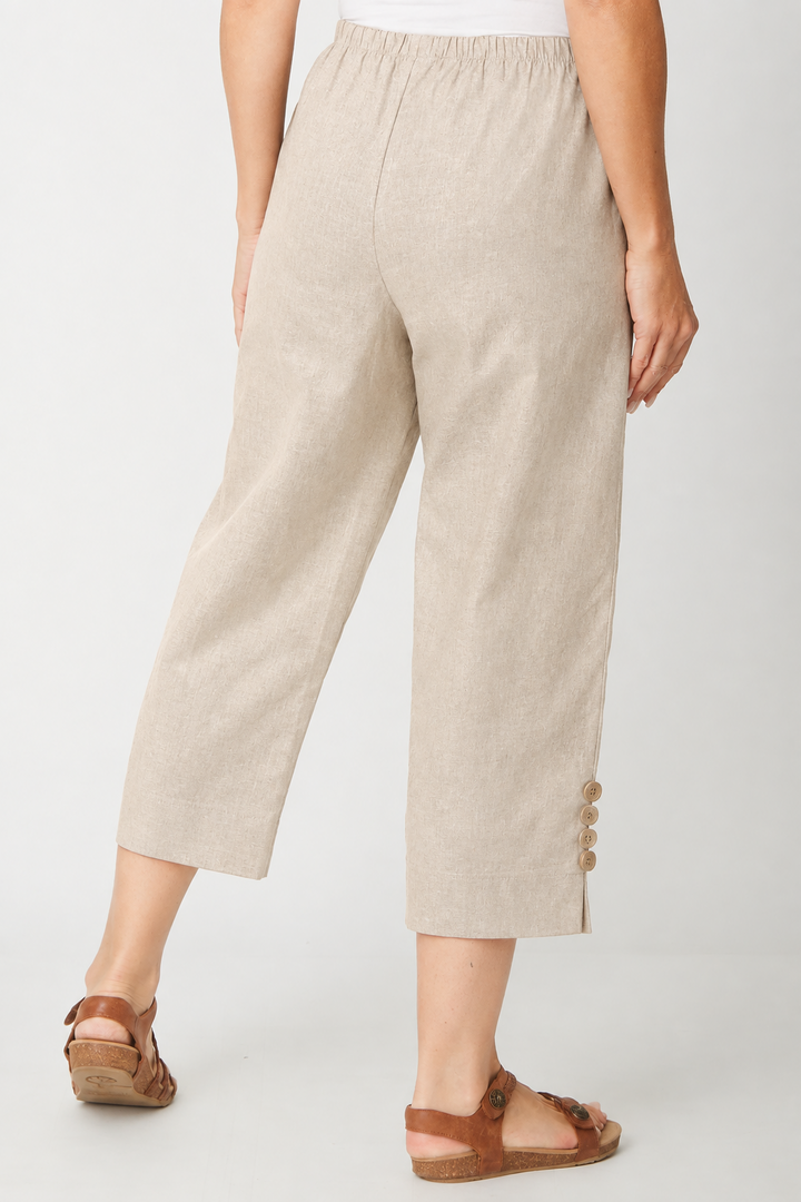Split Leg Linen 3/4 Pant- Natural - 31595