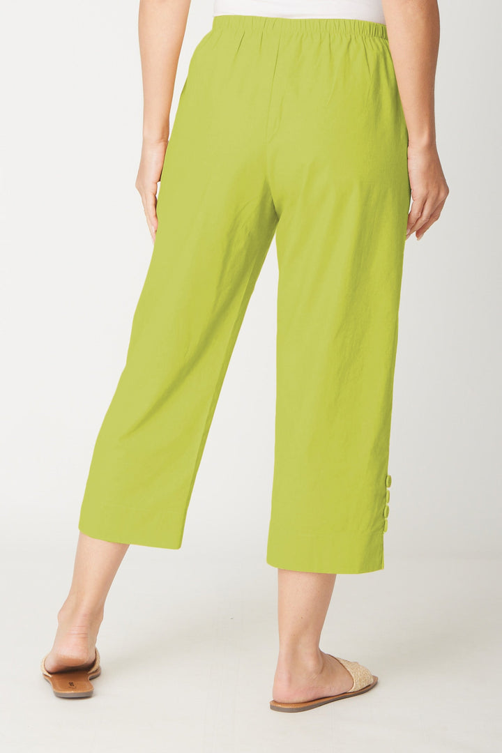 Split Leg Linen 3/4 Pant- Chartreuse - 31595