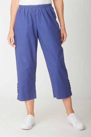 Split Leg Linen 3/4 Pant- Ink - 31594 - Clothes for Senior & Elderly Women