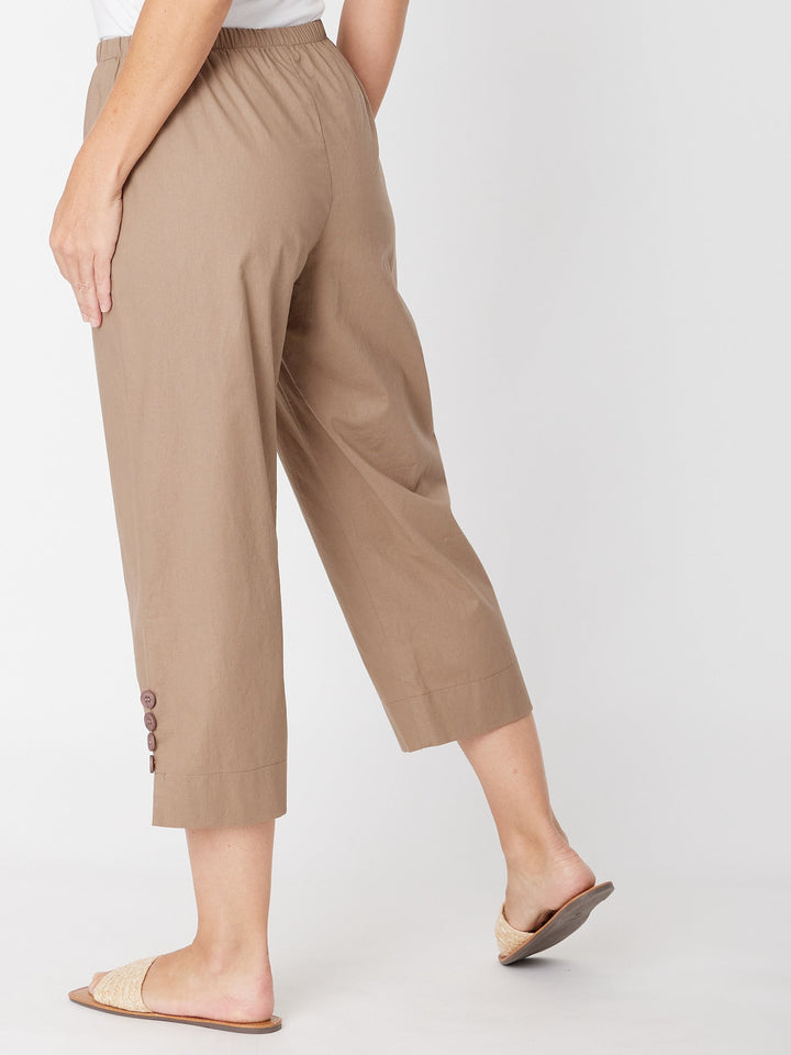 Split Leg Linen 3/4 Pant- Mocha - 31594