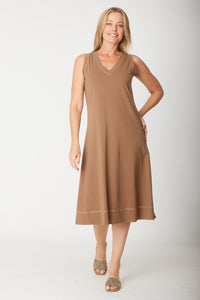 Sleeveless Contrast Dress-- Bark - 31604