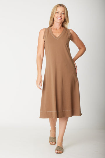 Sleeveless Contrast Dress - Bark - 31604 - 