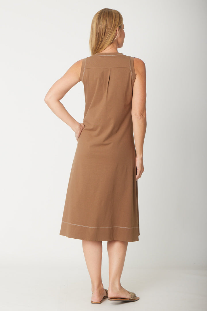 Sleeveless Contrast Dress-- Bark - 31604