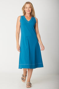 Sleeveless Contrast Dress-- Ocean- 31604