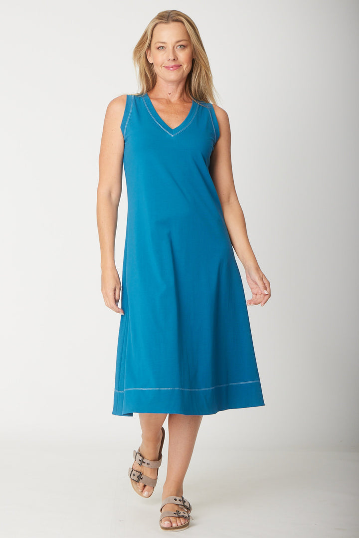 Sleeveless Contrast Dress-- Ocean- 31604
