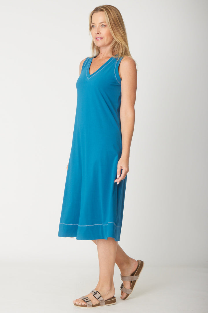 Sleeveless Contrast Dress-- Ocean- 31604