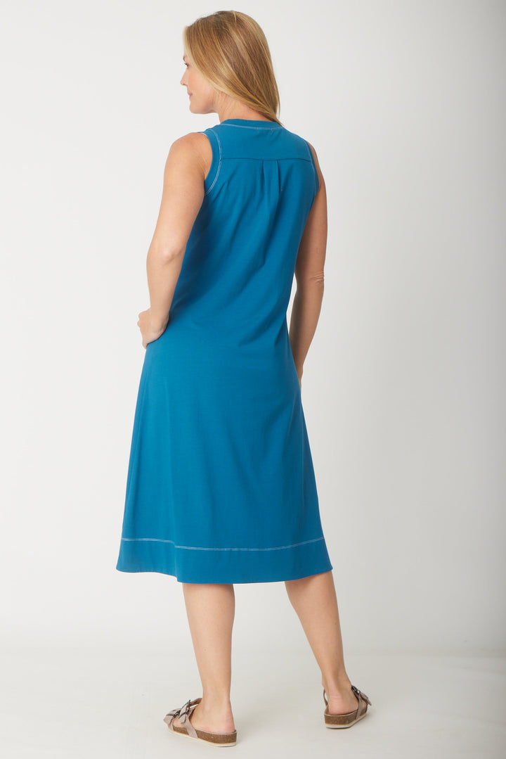 Sleeveless Contrast Dress-- Ocean- 31604