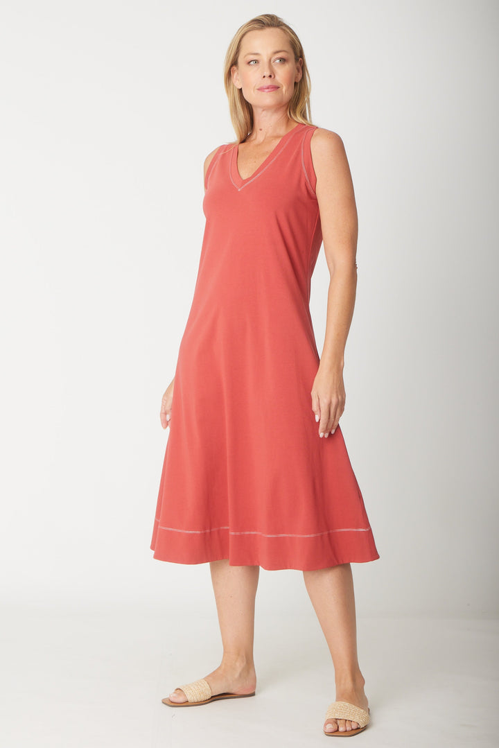 Sleeveless Contrast Dress-- Terracotta - 31604