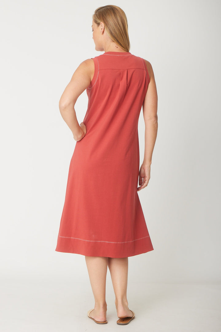 Sleeveless Contrast Dress-- Terracotta - 31604