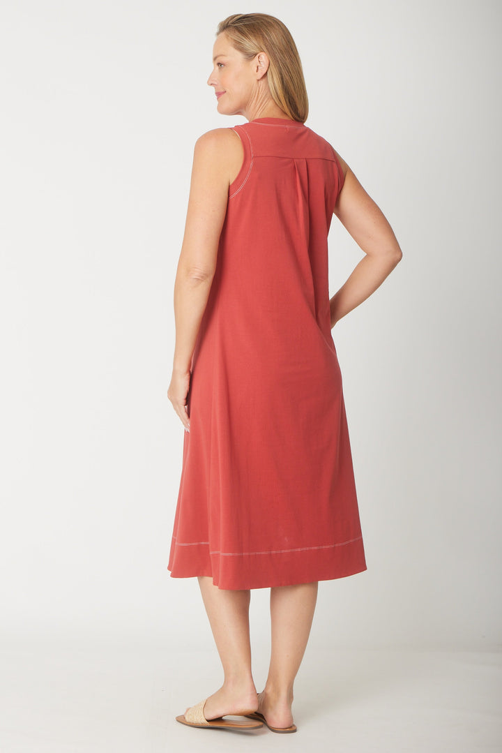 Sleeveless Contrast Dress-- Terracotta - 31604