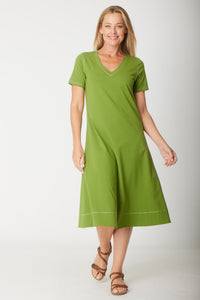 Short Sleeve Contrast Dress-- Fern- 31605