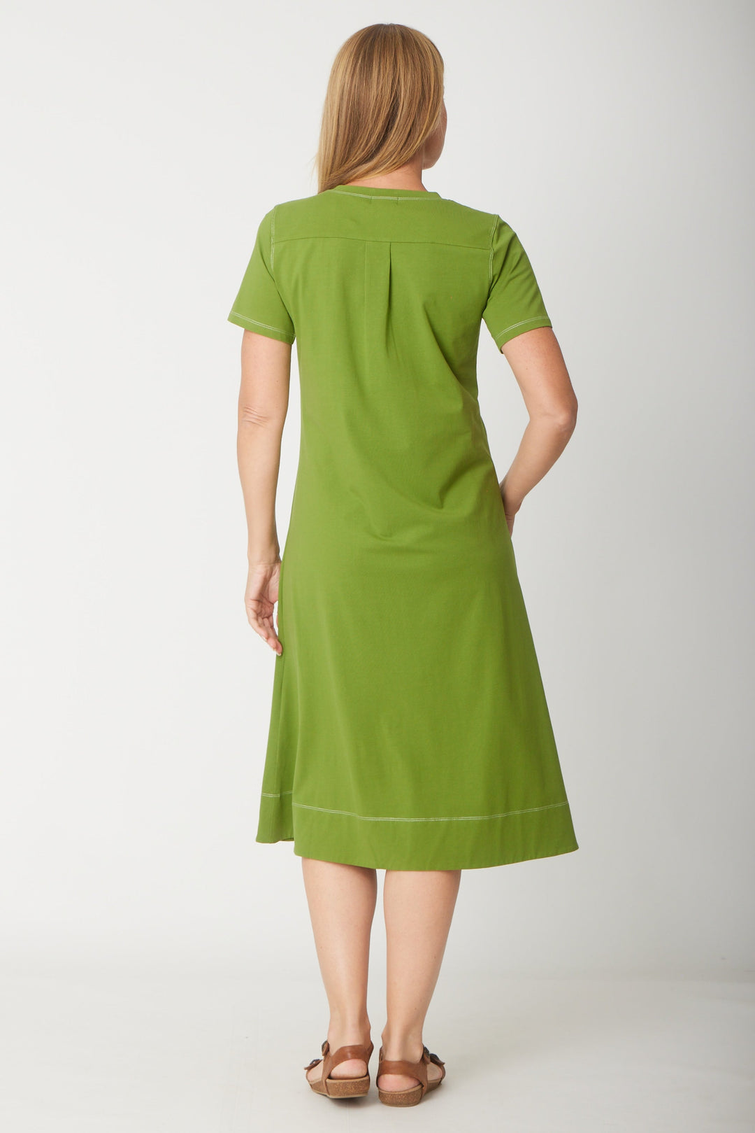 Short Sleeve Contrast Dress-- Fern- 31605