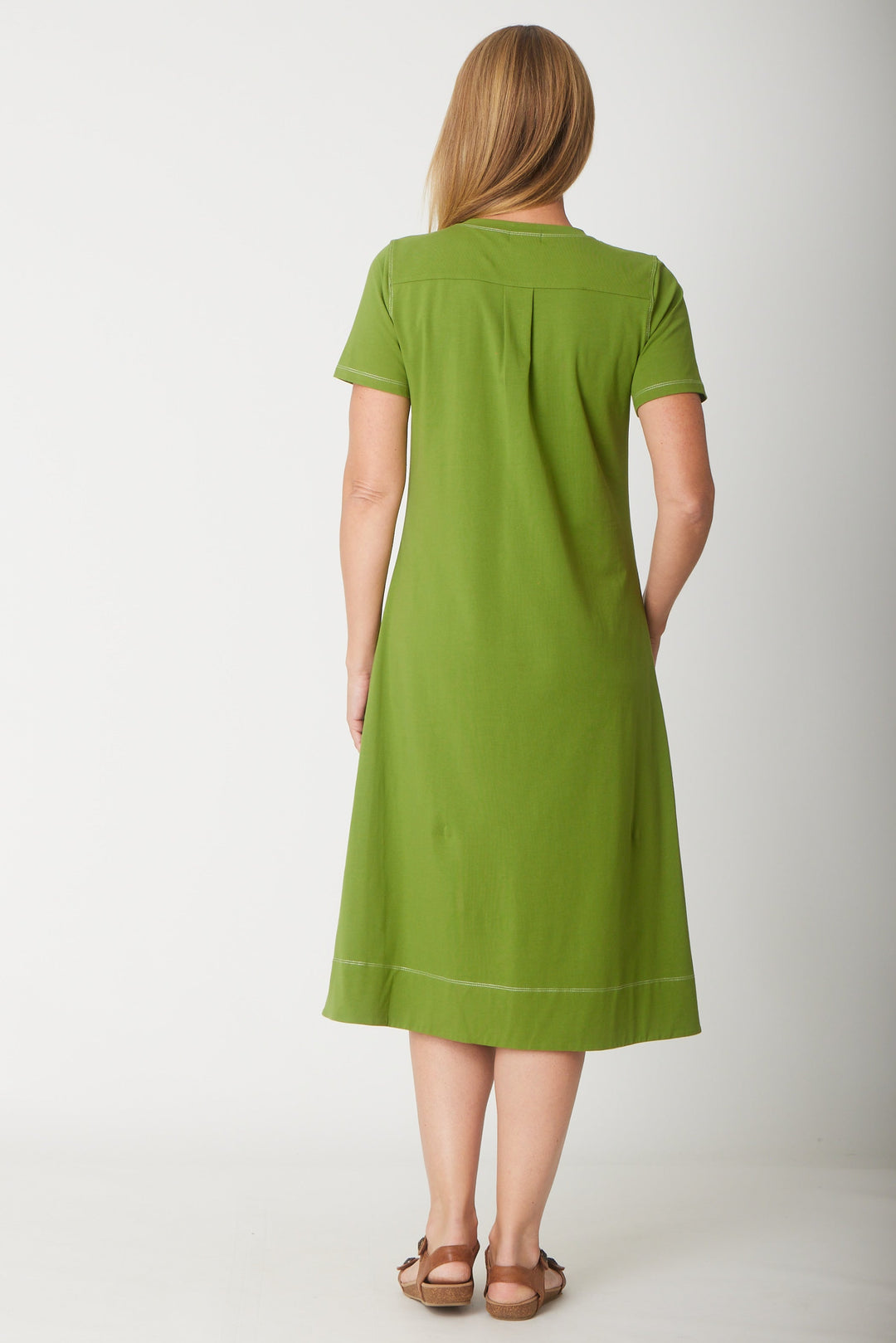 Short Sleeve Contrast Dress-- Fern- 31605
