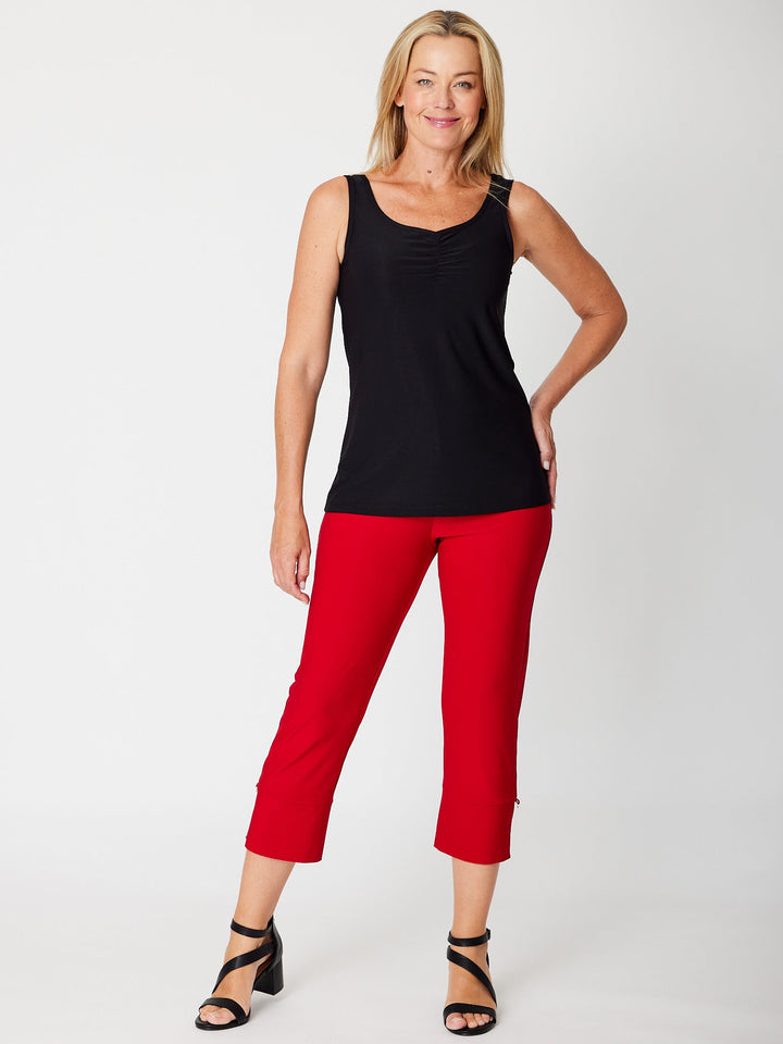 Rouched Sleeveless Top - Black - 31623