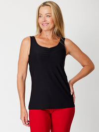 Rouched Sleeveless Top - Black - 31623