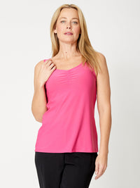 Rouched Sleeveless Top - Fushia - 31623