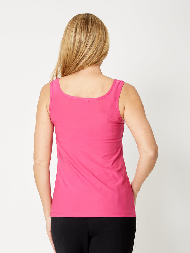 Rouched Sleeveless Top - Fushia - 31623