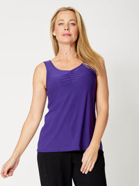 Rouched Sleeveless Top - Purple - 31623