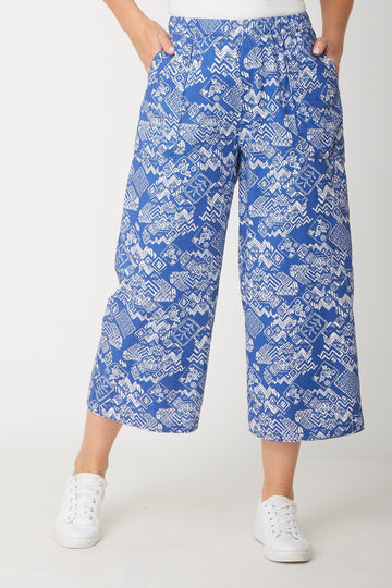 Wide Leg Pul On Pant - Ink White - 31627 - 