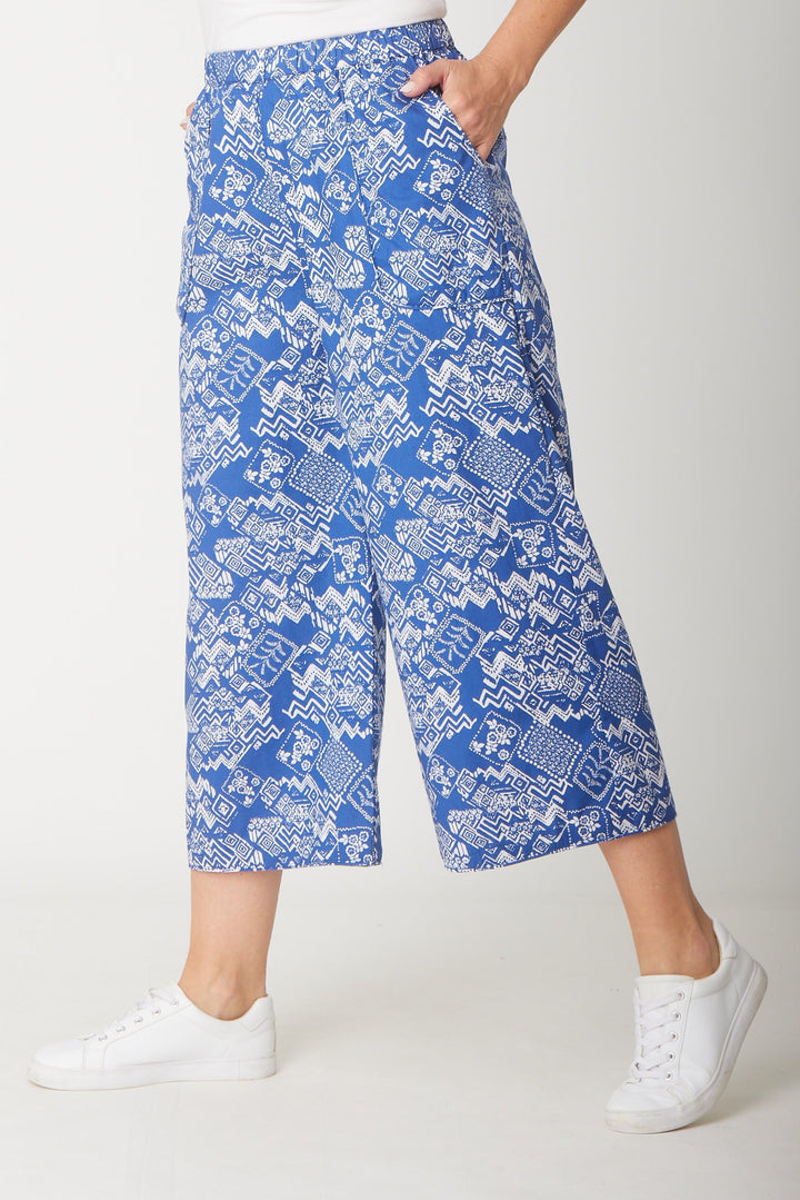Wide Leg Pul On Pant - Ink White - 31627