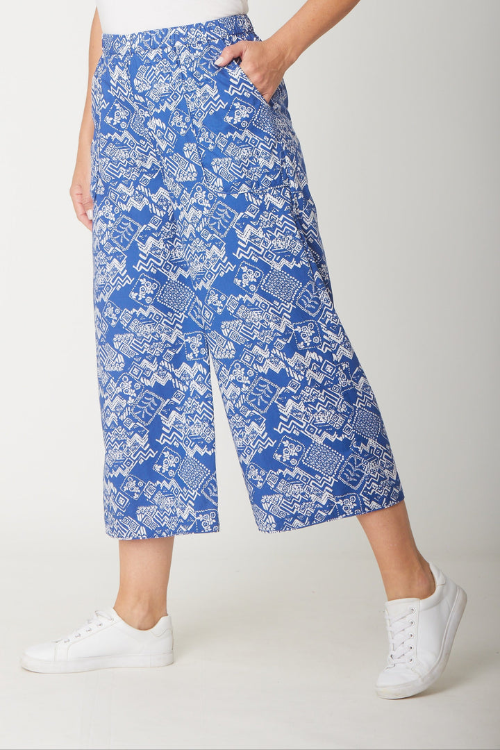 Wide Leg Pul On Pant - Ink White - 31627