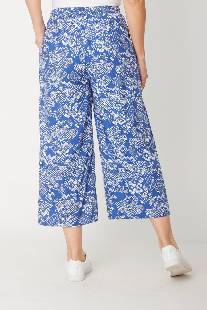 Wide Leg Pul On Pant - Ink White - 31627