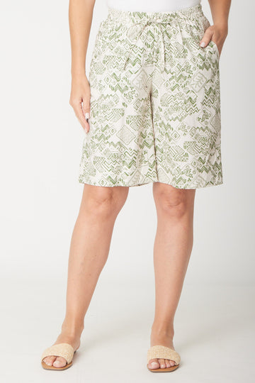 Cotton Print Short - Khaki- 31628 - Spring/Summer