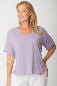 Relaxed Cotton Summer V Tee - Pacific - 31637