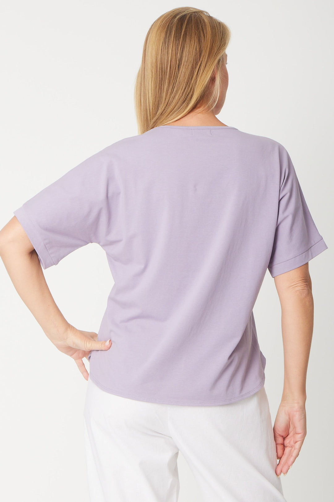 Relaxed Cotton Summer V Tee - Pacific - 31637