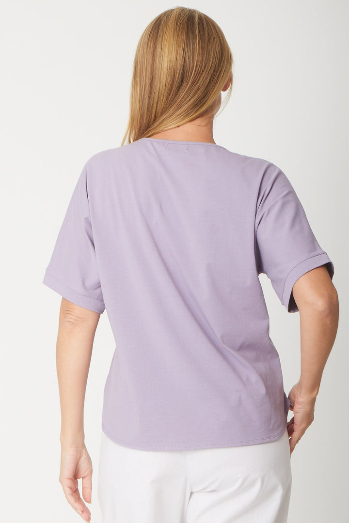 Relaxed Cotton Summer V Tee - Pacific - 31637