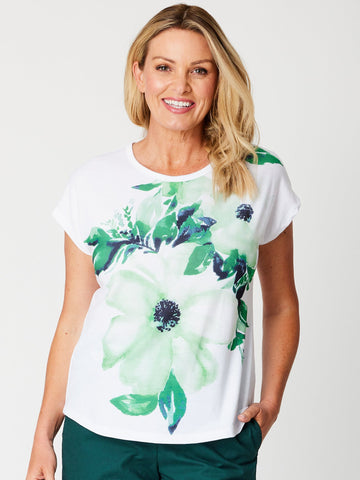 Green Goddess Scoop Tee - White/Green -31639 - Cordelia St