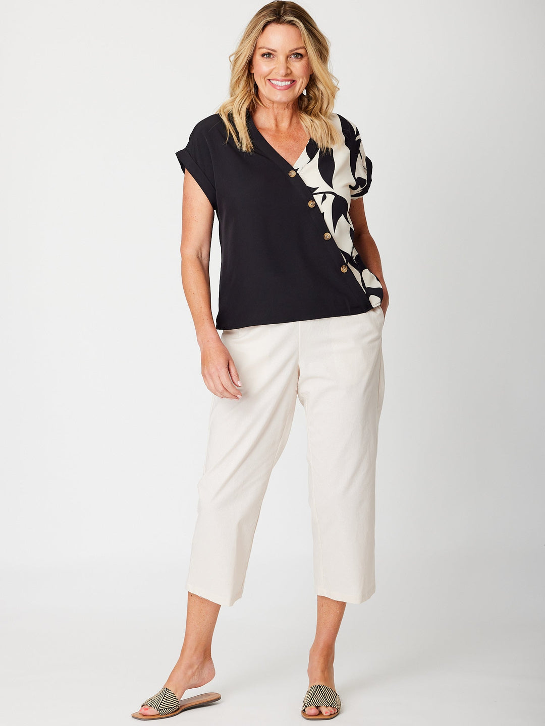 Spliced Print Top - Black Print - 31657