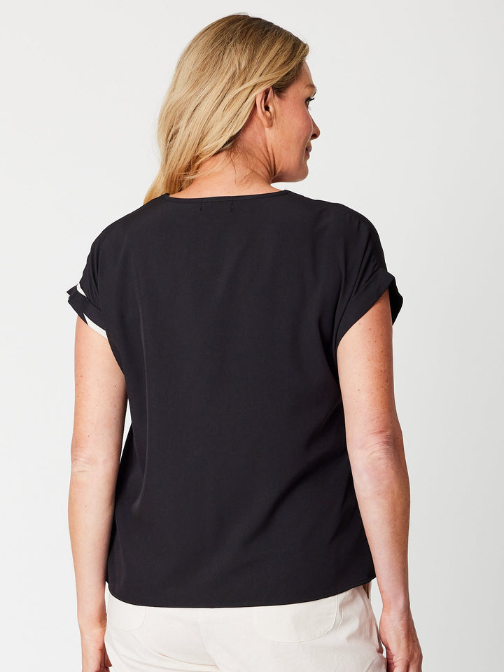 Spliced Print Top - Black Print - 31657