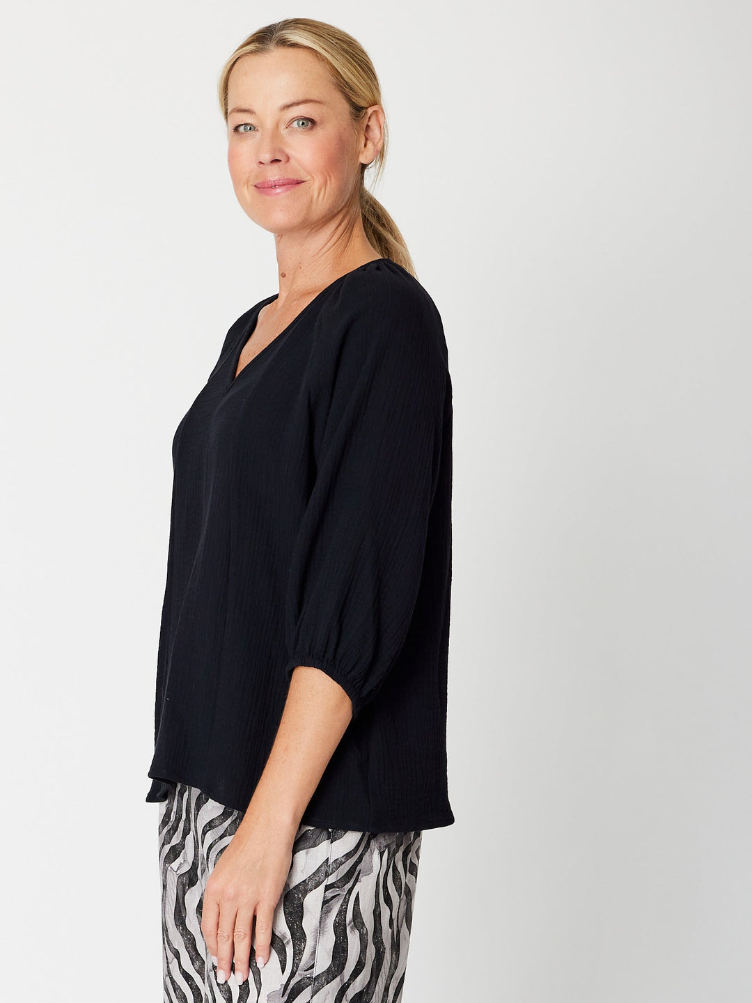 Bubble Cotton Top-- Black -31660