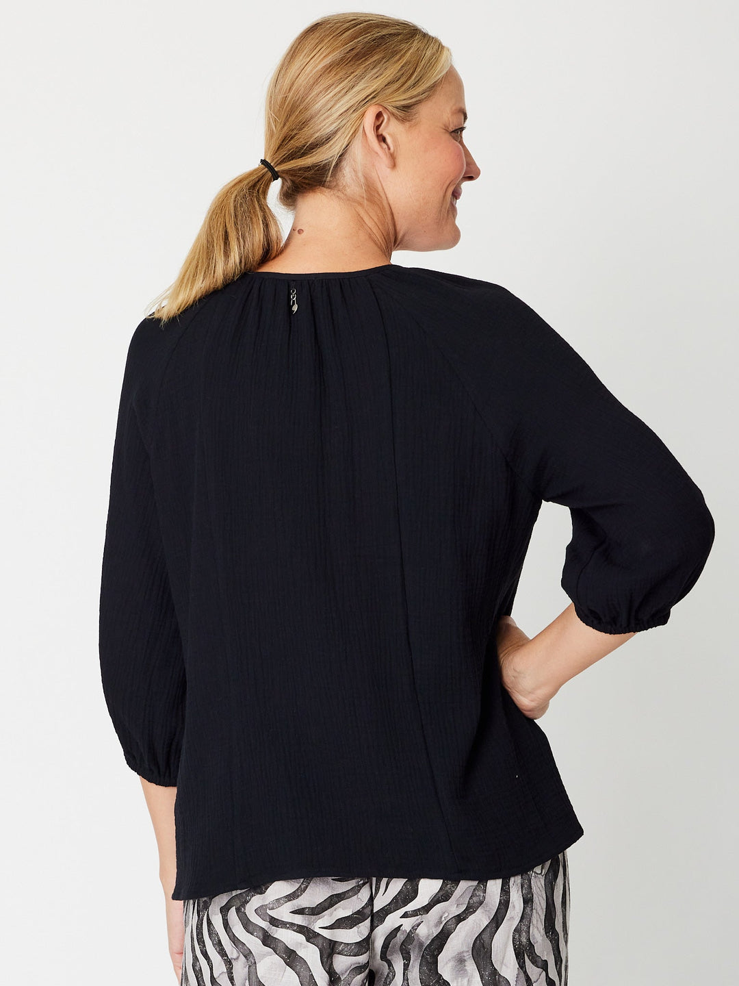 Bubble Cotton Top-- Black -31660