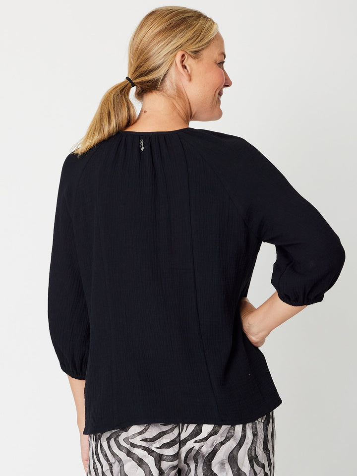 Bubble Cotton Top-- Black -31660