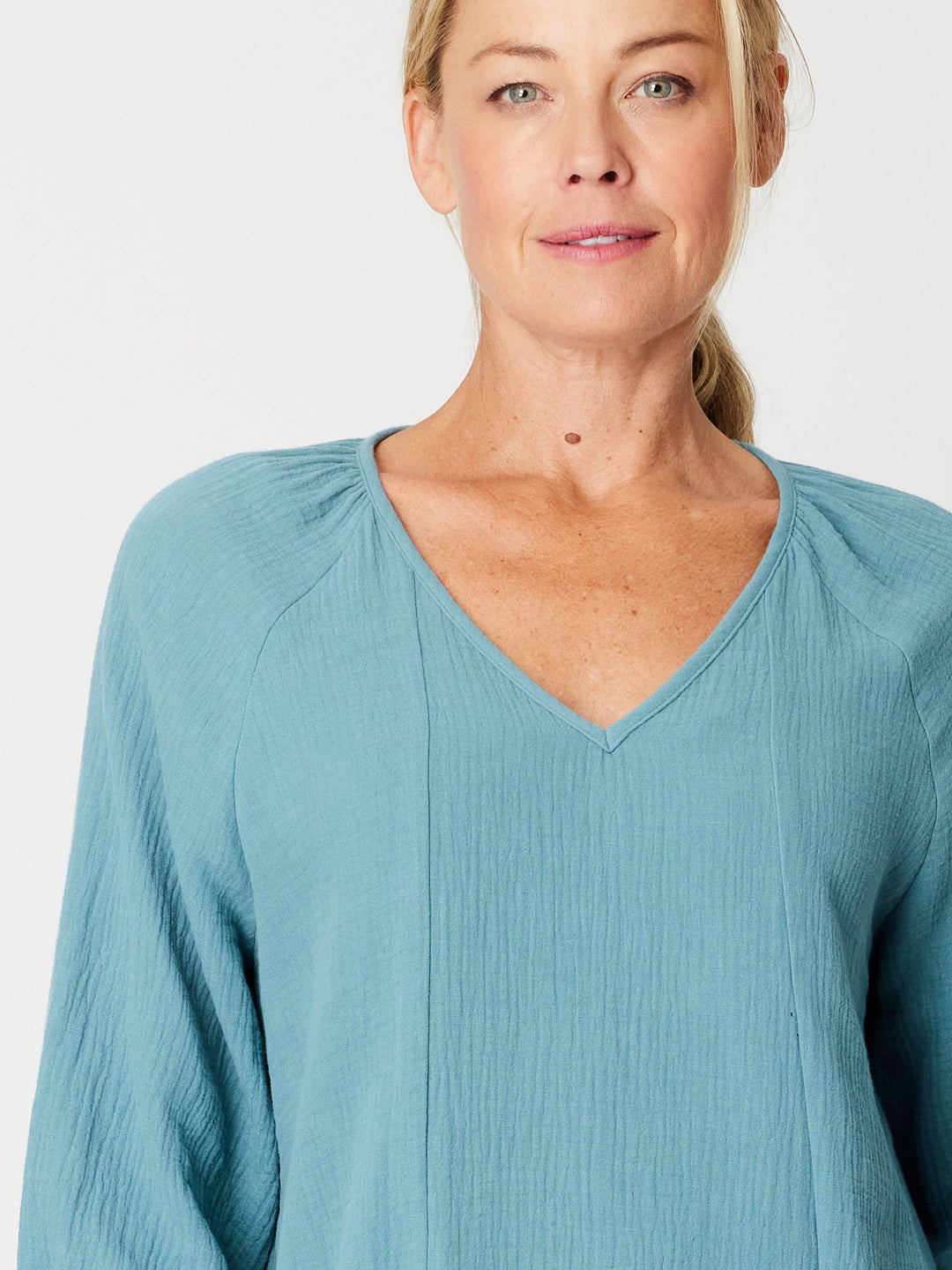 Bubble Cotton Top-- DustyTeal -31660