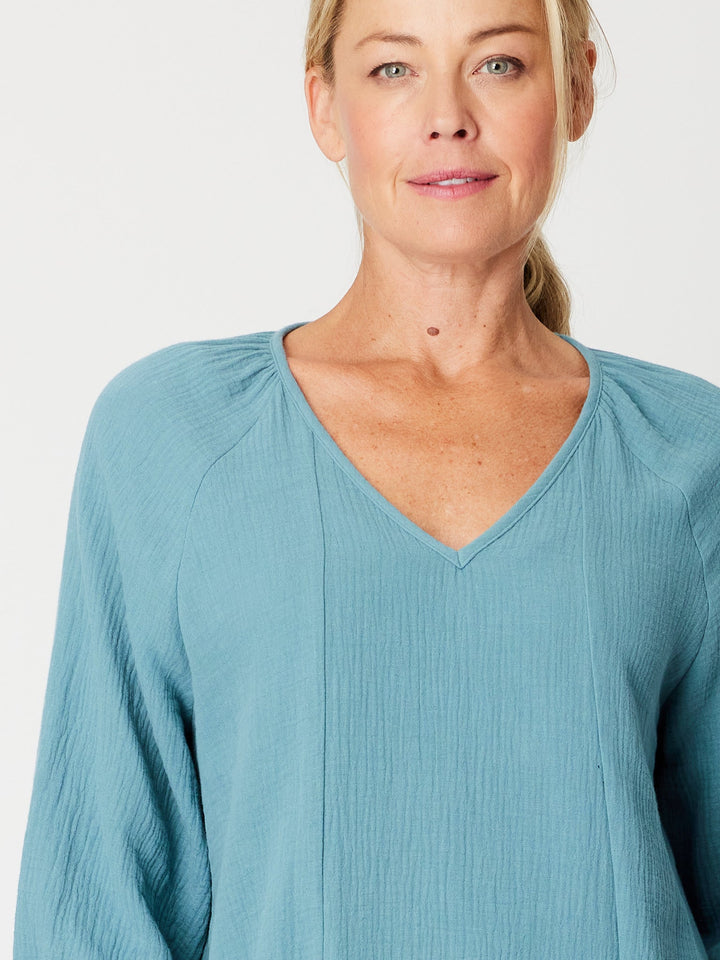 Bubble Cotton Top-- DustyTeal -31660