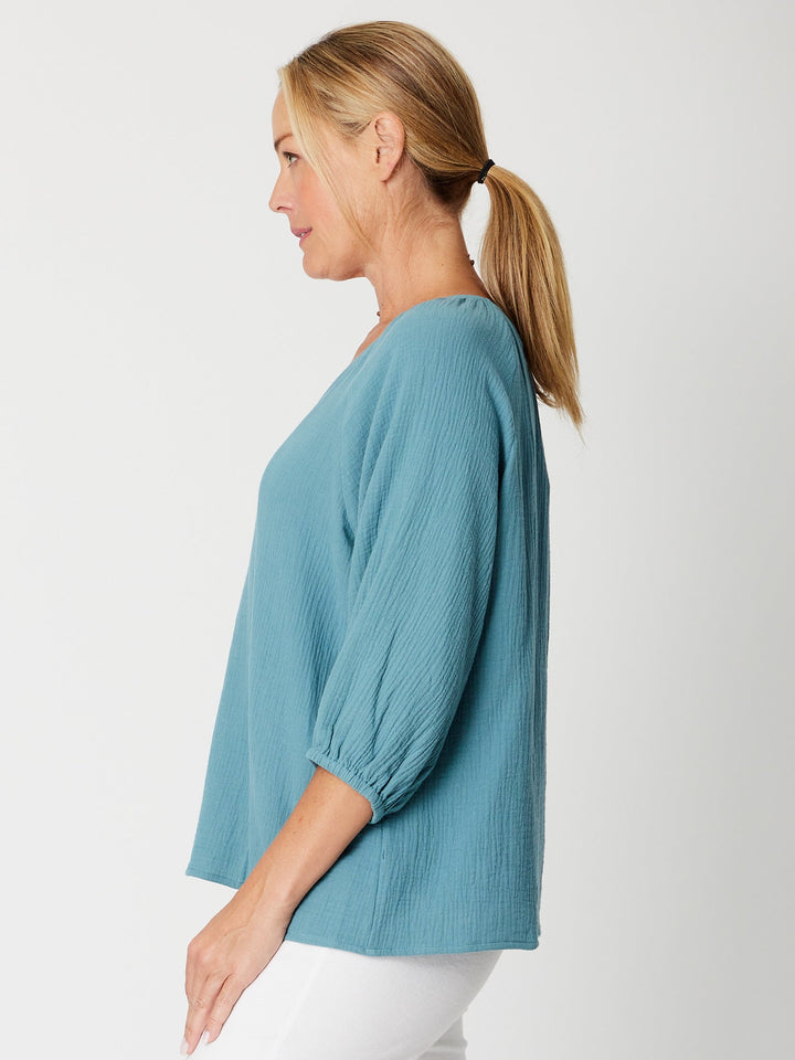 Bubble Cotton Top-- DustyTeal -31660